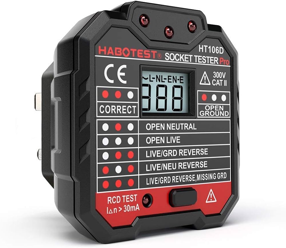 HABOTEST socket tester used to verify electrical outlet wiring and polarity