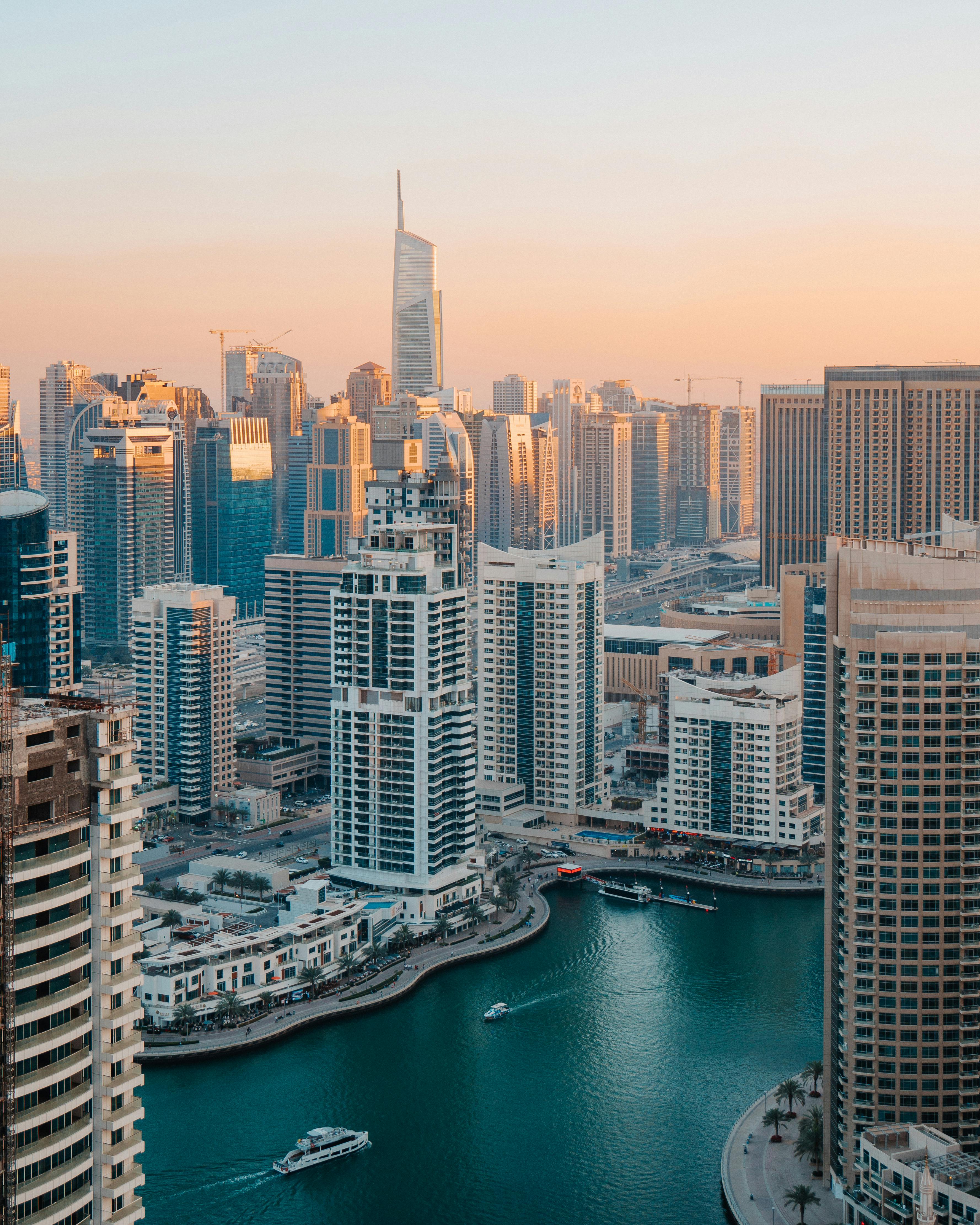 Dubai creek view with high-rise buildings